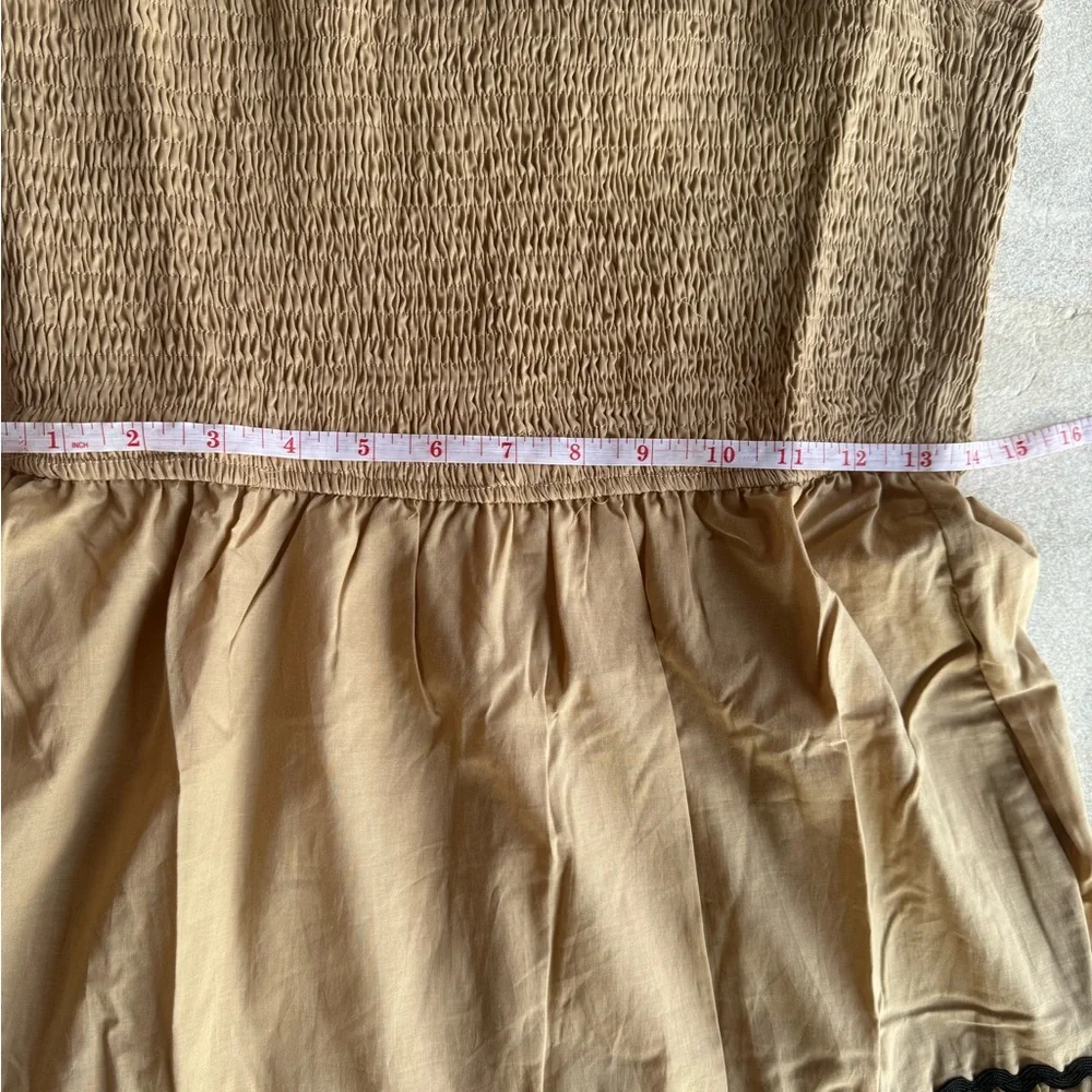 Maxi Dress Color Carmel nude Style trim tiered sleeveless. Brand New - Picture 6 of 11